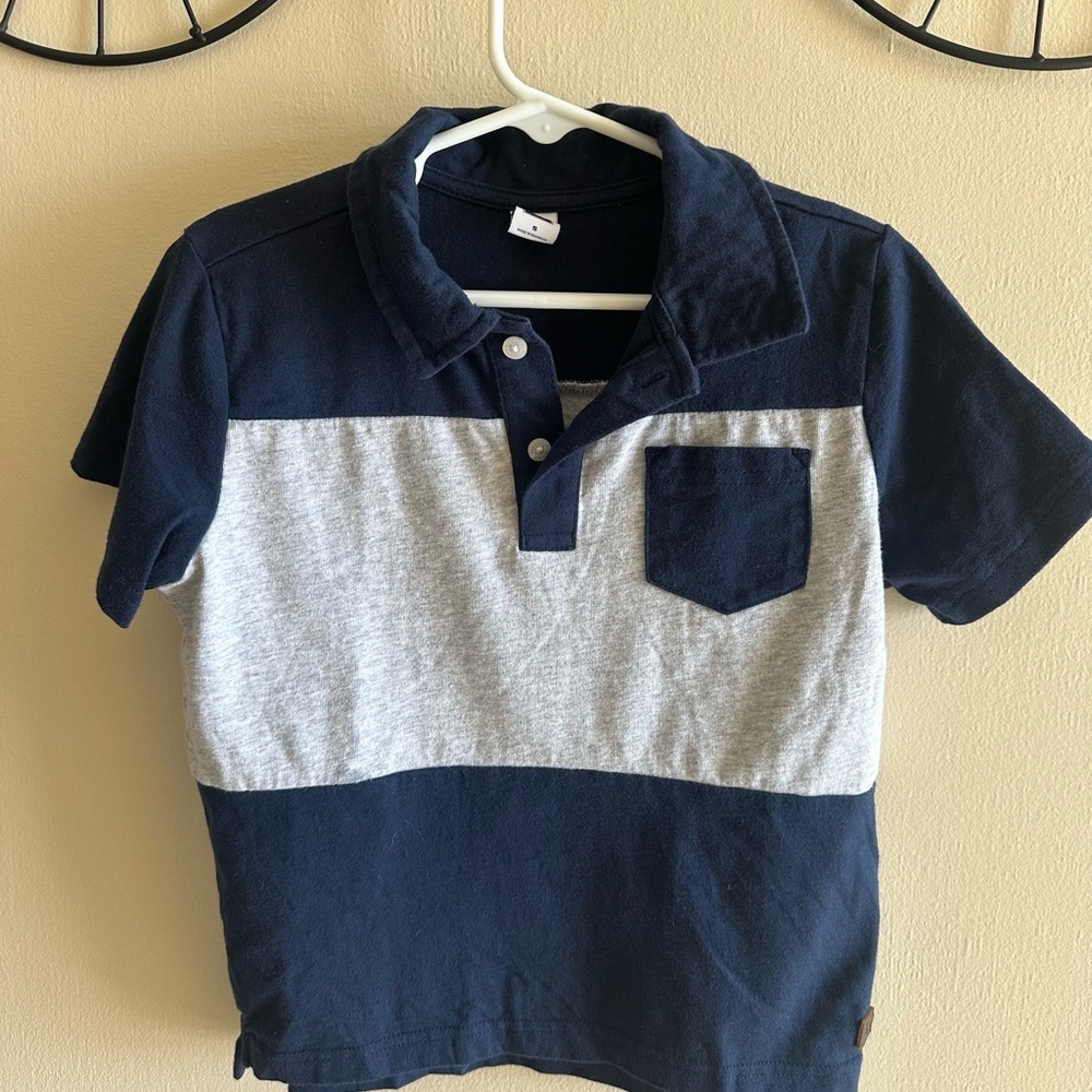 Janie and Jack Boys Navy and Gray Colorblock Polo